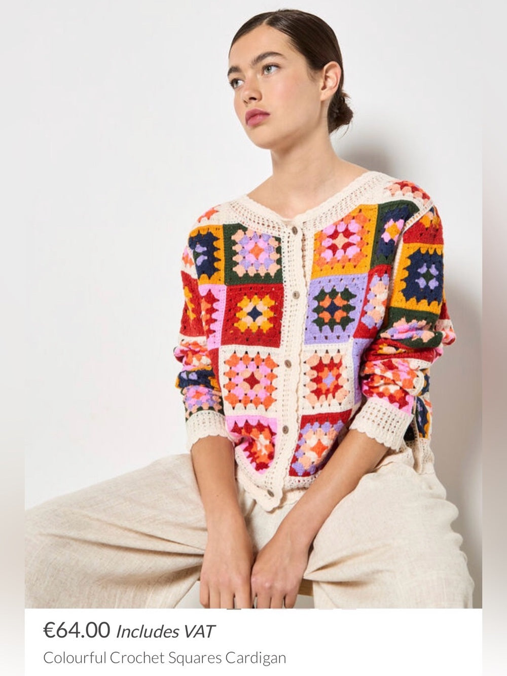 LAST ONE - APRICOT 🍑- Colourful Squares Crochet Cardigan