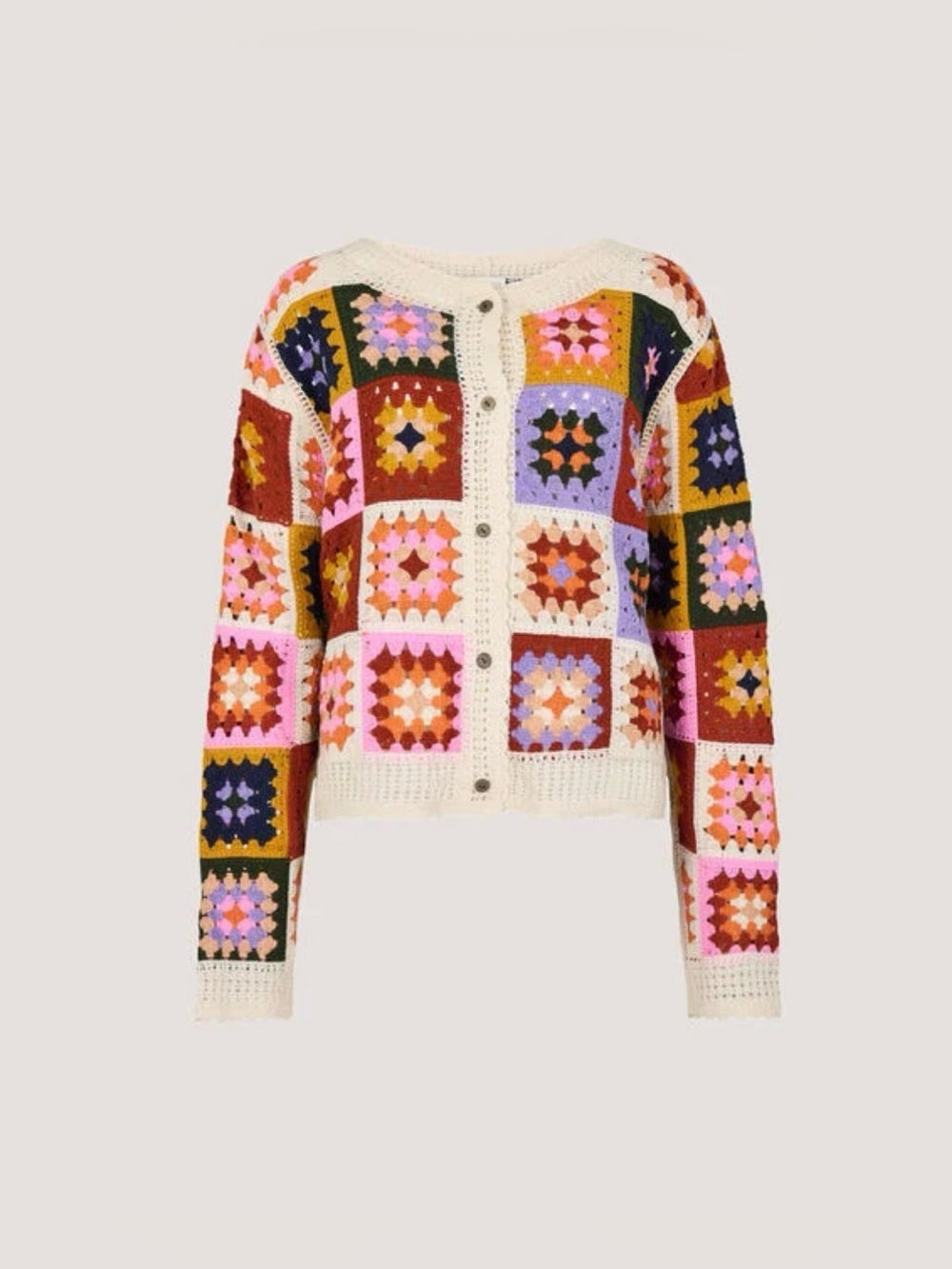LAST ONE - APRICOT 🍑- Colourful Squares Crochet Cardigan