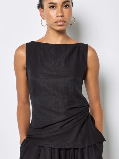 APRICOT 🍑- Side Knot Slash Neck Top