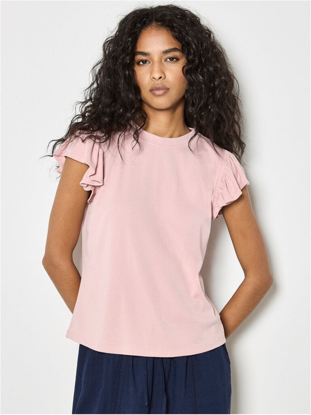 APRICOT 🍑 Pale Pink Ruffle Sleeve Tee