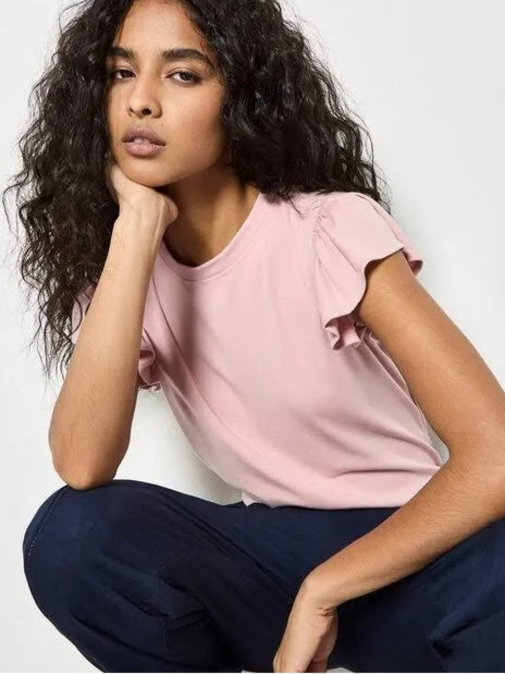 APRICOT 🍑 Pale Pink Ruffle Sleeve Tee