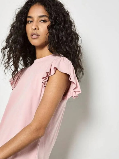 APRICOT 🍑 Pale Pink Ruffle Sleeve Tee