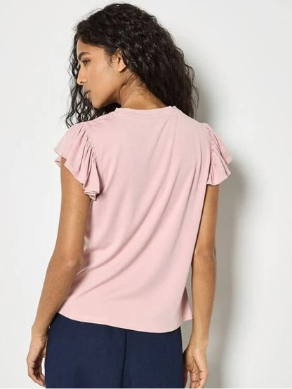 APRICOT 🍑 Pale Pink Ruffle Sleeve Tee