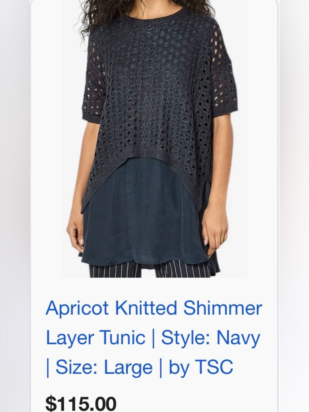 Apricot 🍑- Navy Crochet Open-Knit Short Sleeve Top