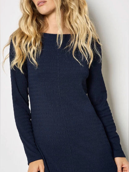 Apricot 🍑- Women’s Textured Navy Midi Dress