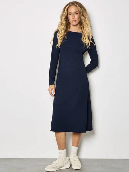 Apricot 🍑- Women’s Textured Navy Midi Dress