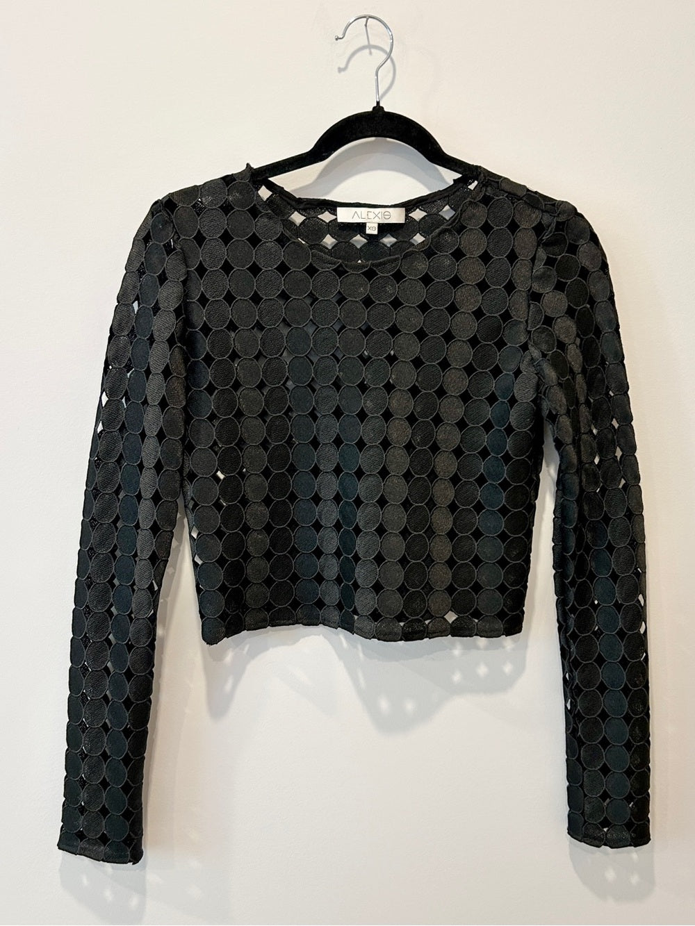 Alexis Black Geometric Cutout Long-Sleeve Crop Top & Skirt