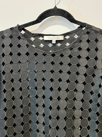 Alexis Black Geometric Cutout Long-Sleeve Crop Top & Skirt