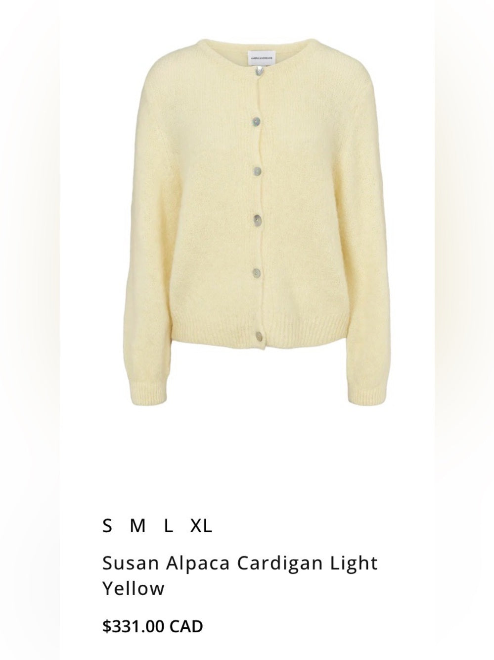 American Dreams 🇮🇹 - Susan Alpaca Cardigan Light Yellow