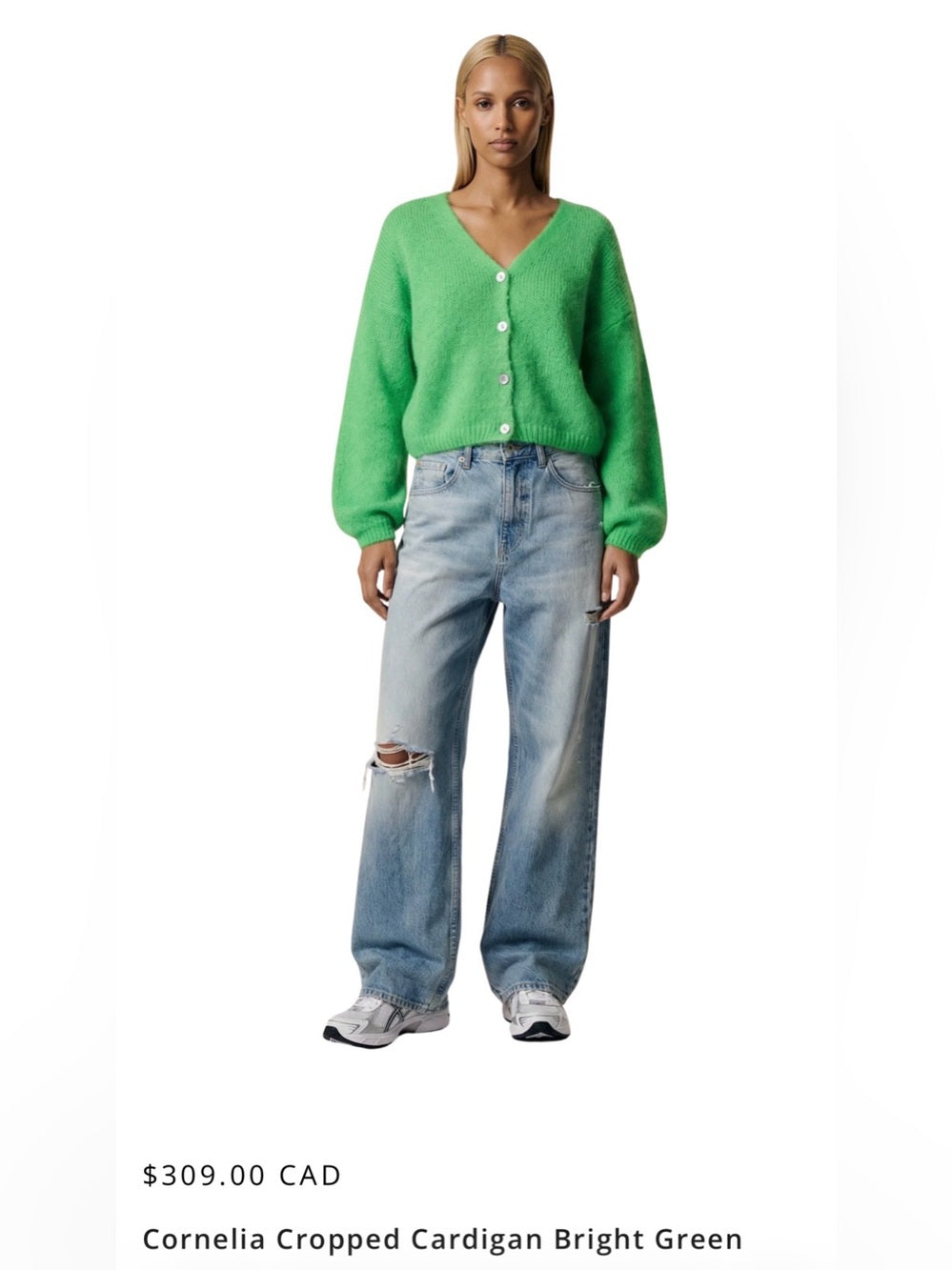 American Dreams 🇮🇹 - Cornelia Cropped Cardigan Bright Green ($309)