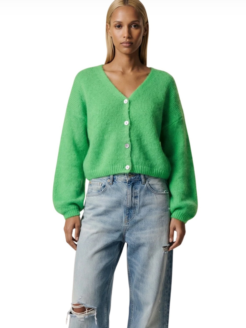 American Dreams 🇮🇹 - Cornelia Cropped Cardigan Bright Green ($309)