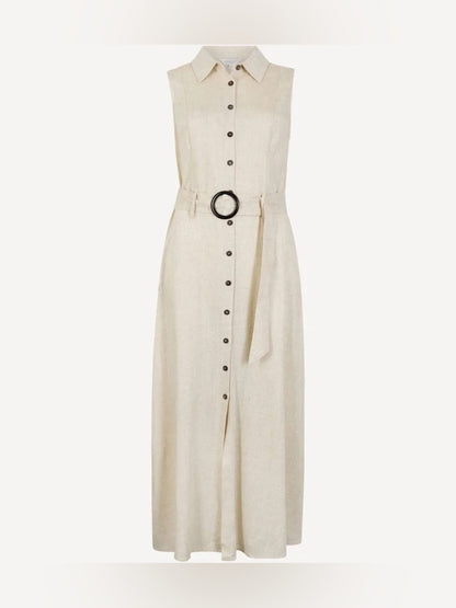 APRICOT 🍑- Sleeveless Belted
Shirt Midi Dress
