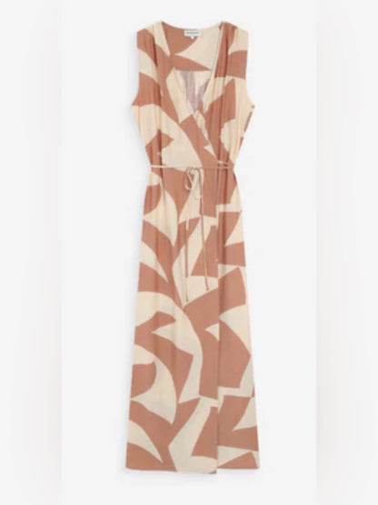 Grace & Mila - GEOMETRIC PRINT SLEEVELESS
WRAP DRESS Tan
VELLINE