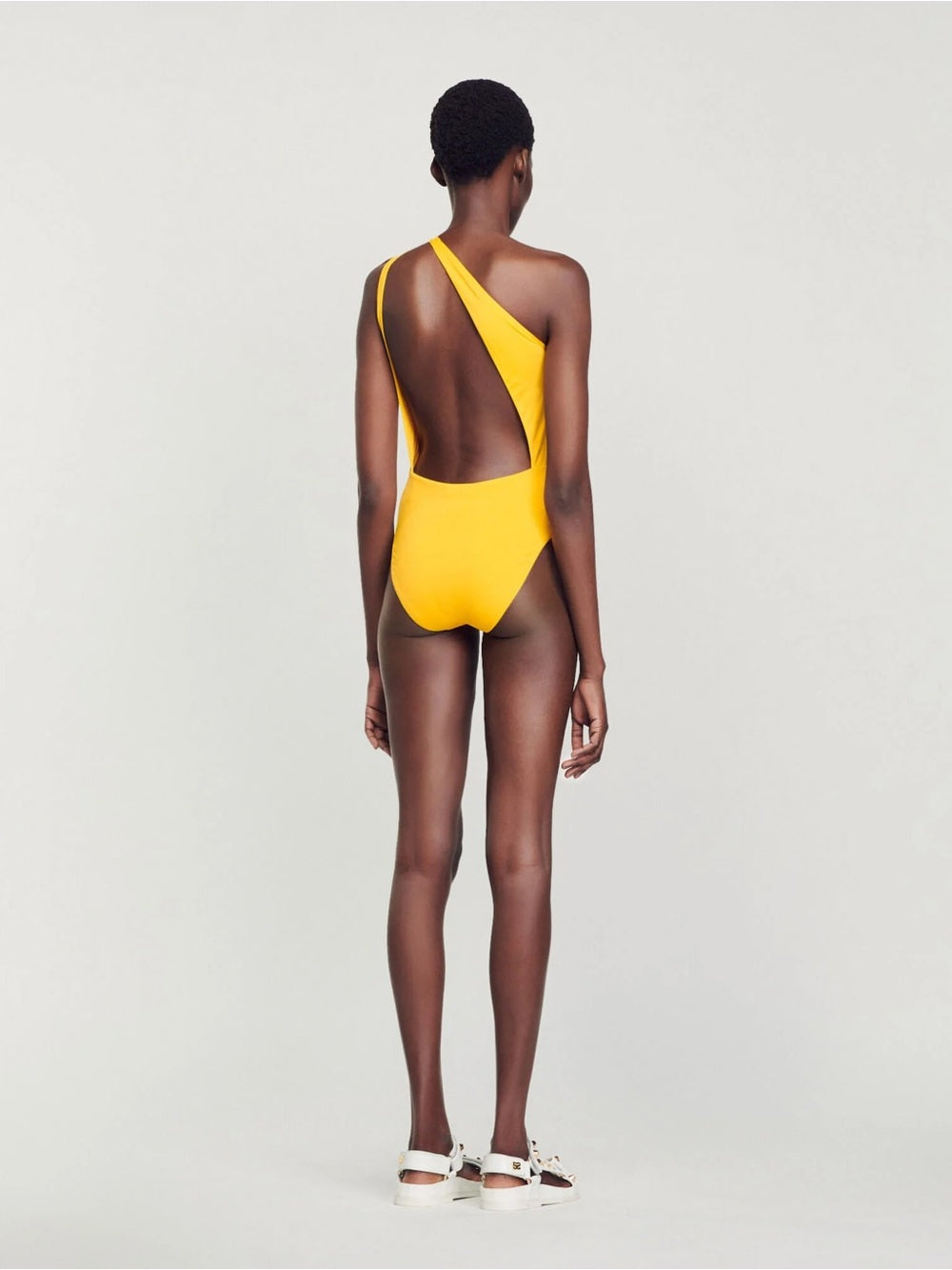 Sandro Yellow One-Shoulder Keyhole Swimsuit