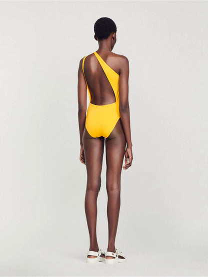 Sandro Yellow One-Shoulder Keyhole Swimsuit